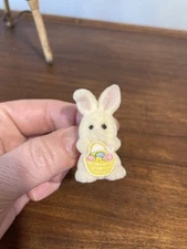 Vintage Rabbit Pin is a Fuzzy Flocked Bunny Lapel Pin Easter Basket Pin Brooch