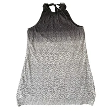 Ethereal By Paper Crane Women Dress LARGE Black Geometric A-Line Bow Sleeveless