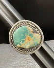 SZ 8.5 Vintage Navajo Sterling Silver Native Turquoise Ring Estate 925