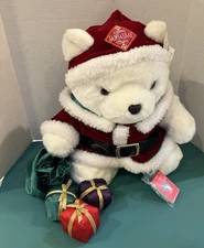 Santa Bear Plush 1998 Dayton Hudson With Gift Sack Booklet Bag Christmas Vintage