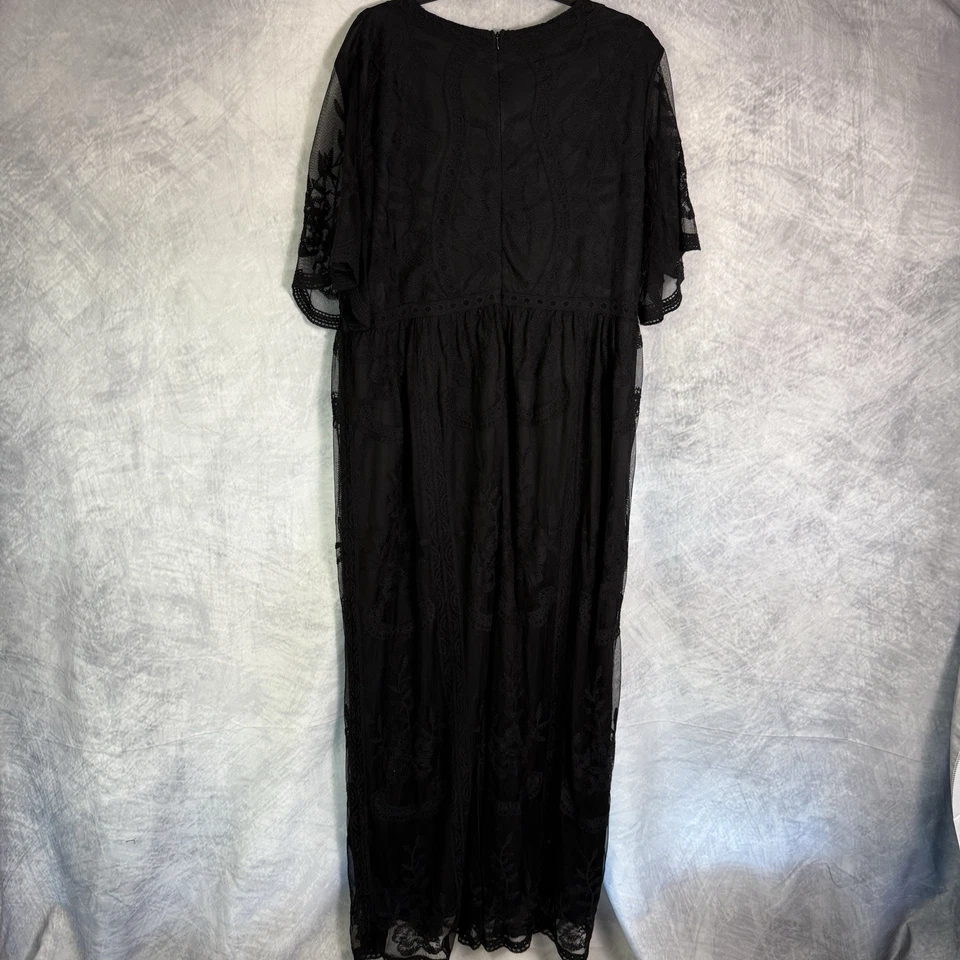 Pinkblush Lace Overlay Maxi Dress Sz 2XL Maternity Sheer Black Witchy Whimsigoth - Image 2 of 4