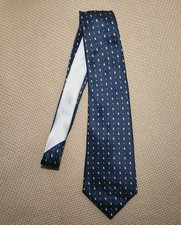 N10- Tommy Hilfiger Neck Tie 100% Silk Blue & Yellow Made In USA Mens