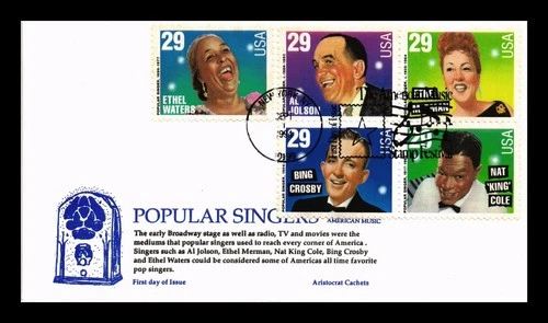 DR JIM STAMPS US COVER POPULAR SINGERS FDC COMBO ARISTOCRAT CACHET