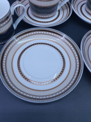 Maxwell Williams TOLEDO Tea Cups & Saucers SET of 6 as New Black & White - Picture 5 of 12