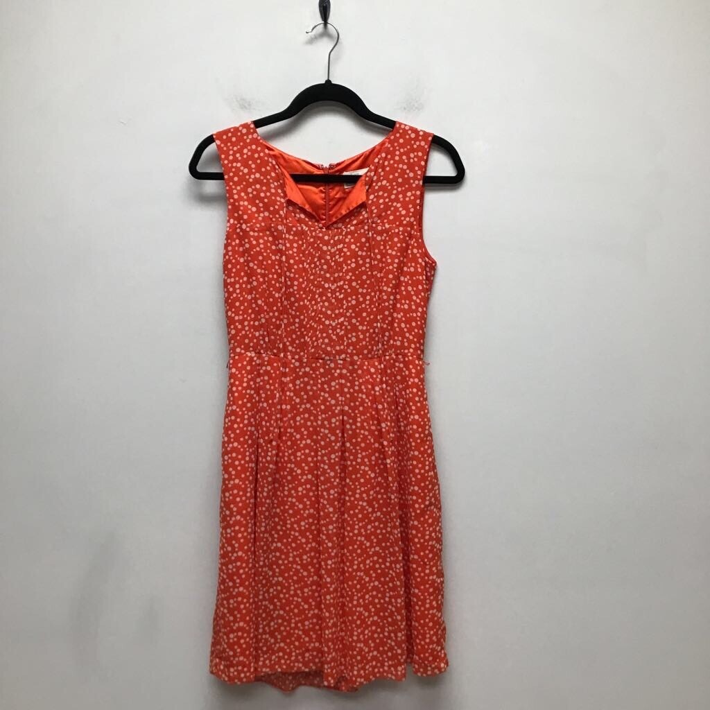 karen walker red dress Hi There Karen Walker Prosecco Dress 4 Orange-Red White Polka Dot Pleated Tie