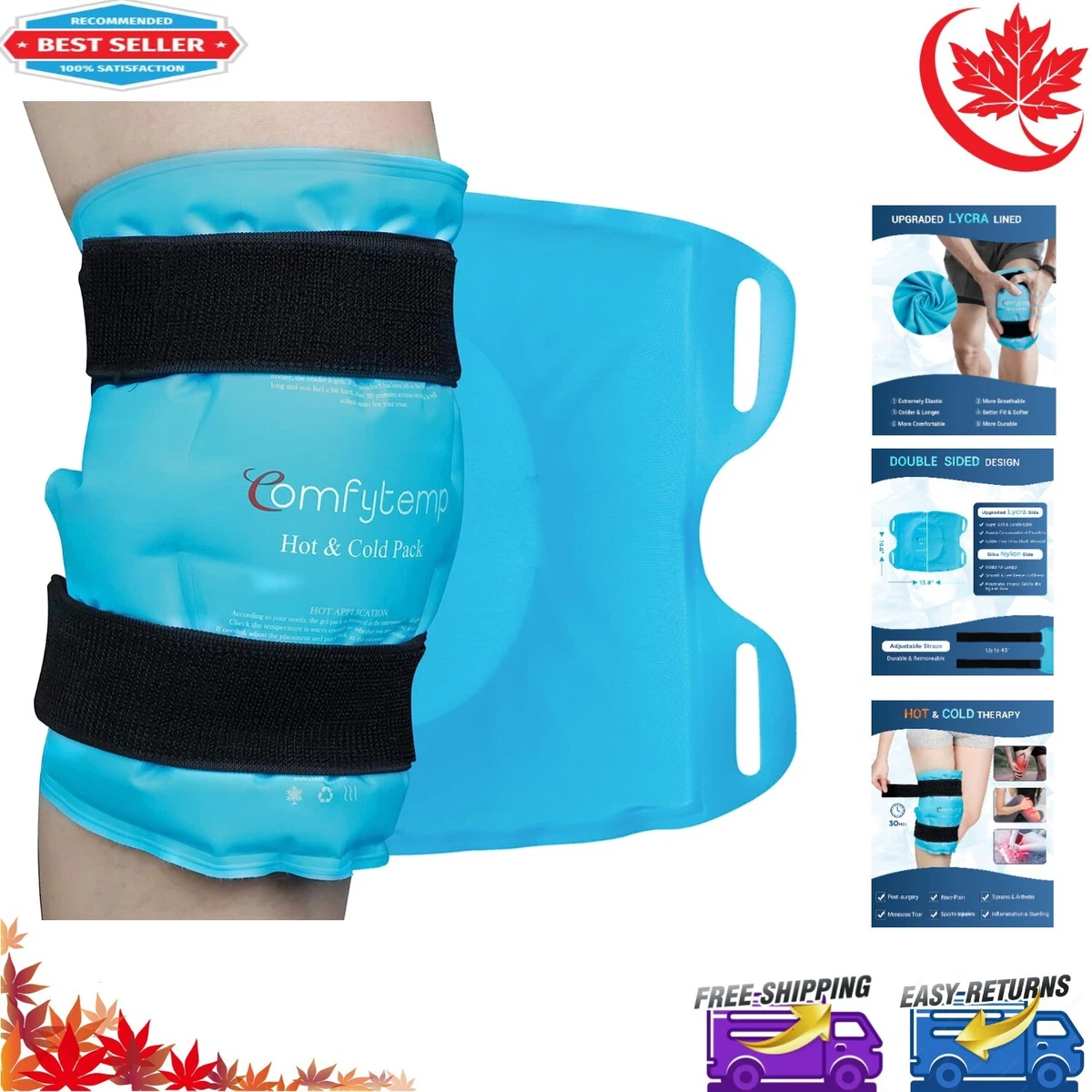 Knee Ice Pack Wrap Reusable Gel Hot Cold Compress Leg