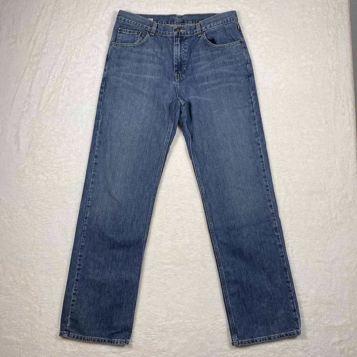 Men s Merona Blue Denim Jeans Straight Leg Size 34x34 eBay