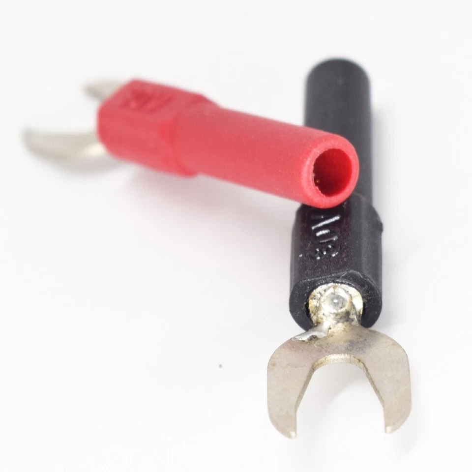 50pairs 30V 4mm Banana Female Jack to 7.2mm Spade Fork Adapter Converter R + B - Image 3 of 4