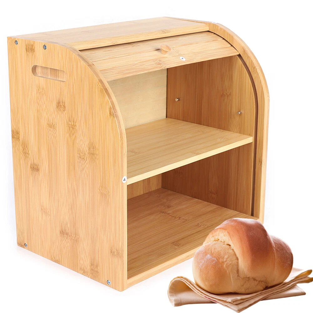 2-Layer Bread Box Bread Keeper Bamboo Wood With Lid Kitchen Storage Containers
Opens in a new window