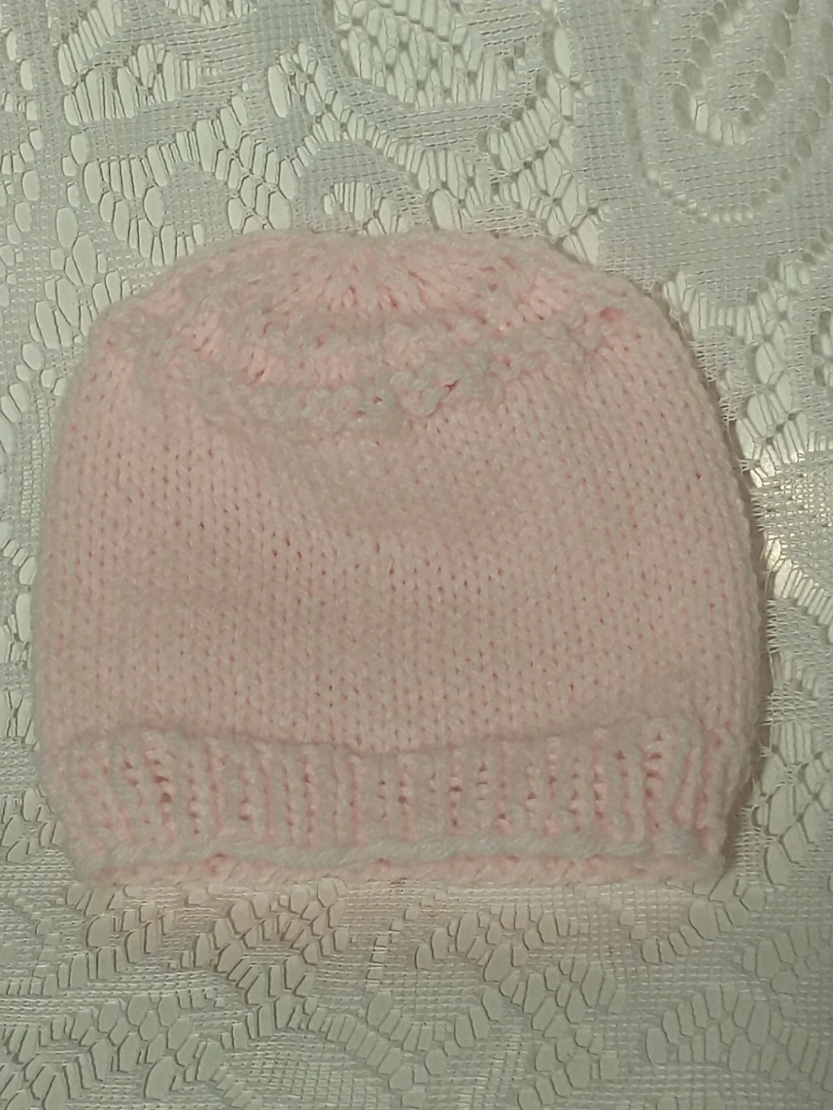 Bernat Baby Sport Yarn Hand Made Knit Baby Hat Color Light Pink tblbf1