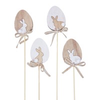 Osterdeko Holz Blumenstecker Ei Hase Natur 5X7Cm 12Er Set, 12 StüCk
