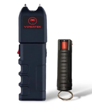 VIPERTK Genuine VIPERTEK Rechargeable Stun Gun 700 BV LED Light with Pepper Spray
