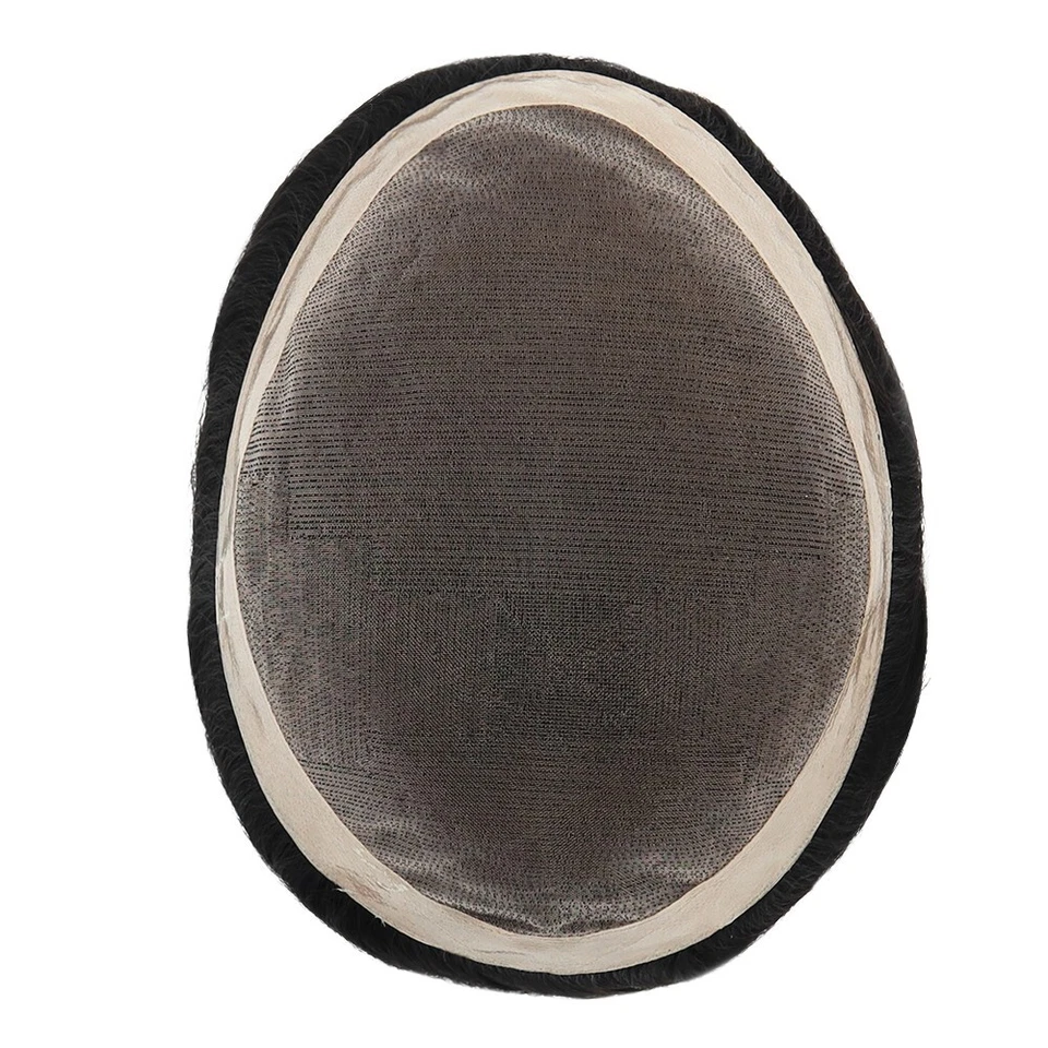 Sistema de reemplazo de cabello liso humano Toupee duradero mono encaje polietileno Foto 3 de 4