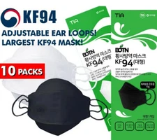 10PCS BOTN Adjustable KF94 Korean Face Mask Made in Korea Medical Respirators L