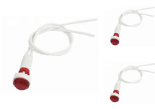 3 * 6W 10mm 220-240V Red Neon Indicator Lamps with 190mm cable (pre-tested)