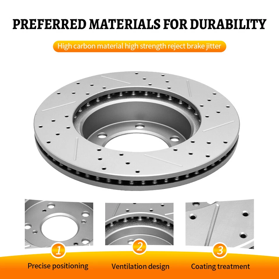 Передние и задние перфорированные тормозные колодки роторов для Nissan Frontier Xterra Suzuki Equator - Изображение 2 из 4