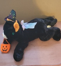 Black cat plush Trick or Treat Bag in mouth Halloween 14" Plush