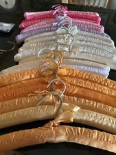 20 satin covered padded clothes hangers mixed colors, Cream, Pink, Golds