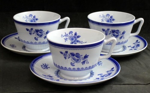 Spode Gloucester Blue Lot of 3 Cup and Saucer Sets Y2989