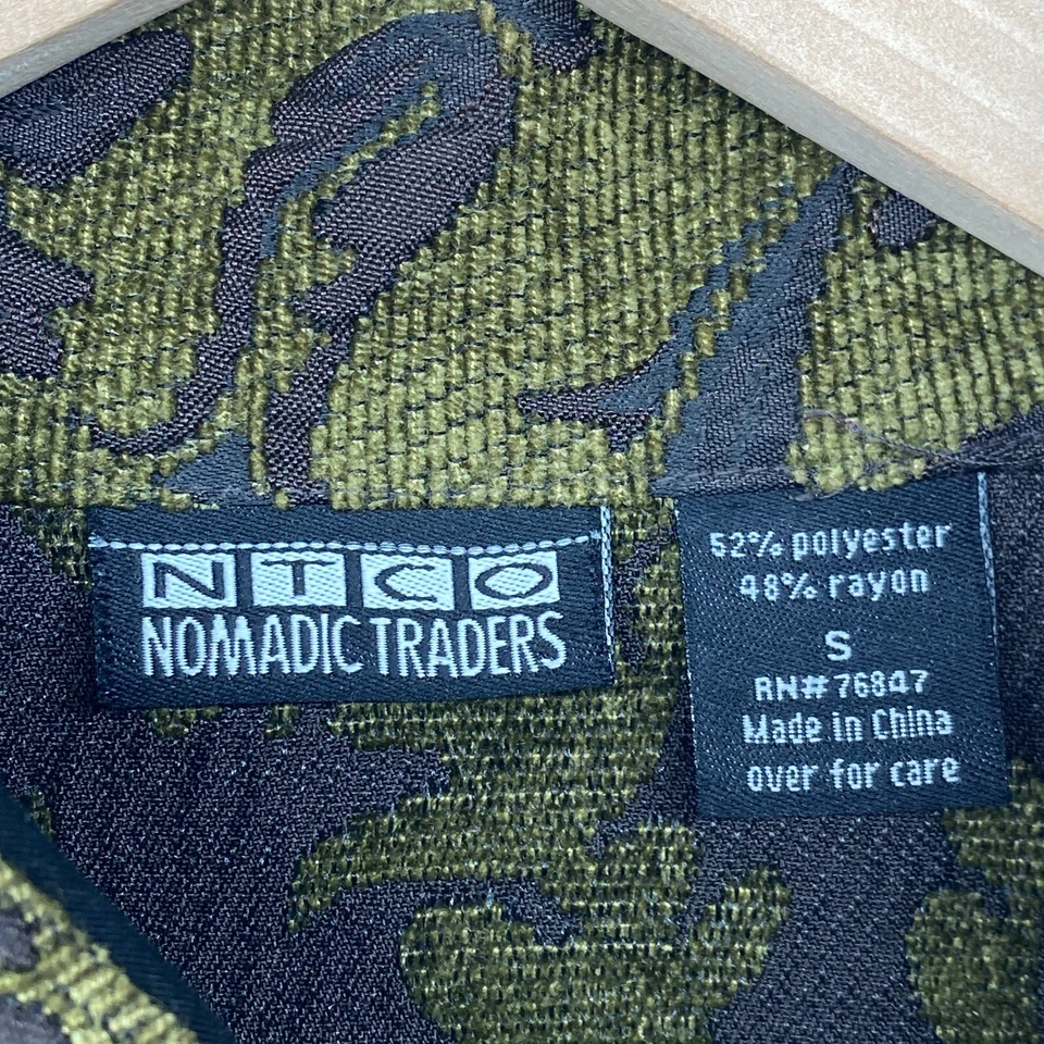 Blazer NOMADIC TRADERS NTCO para mujer S chaqueta barroca mandarín abotonada verde Foto 4 de 4