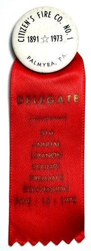 1973 Citizen's Fire Co No 1 PALMYRA PA 51st Lebanon Co Convention Ribbon 5.25"H