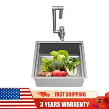 11.4x13x6.5 inch Undermount Workstation Kitchen Sink Single Bowl + Faucet&Pipes