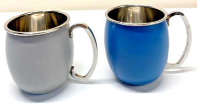 Set of (2) Crofton Moscow Mule Metal Stainless Steel Mug 1 Blue, 1