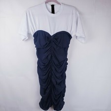 Womens Dress White Black Size Medium Bodycon Ribbed Stretch