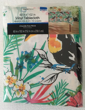 Mainstays Vinyl Tablecloth Tropical Flowers T...