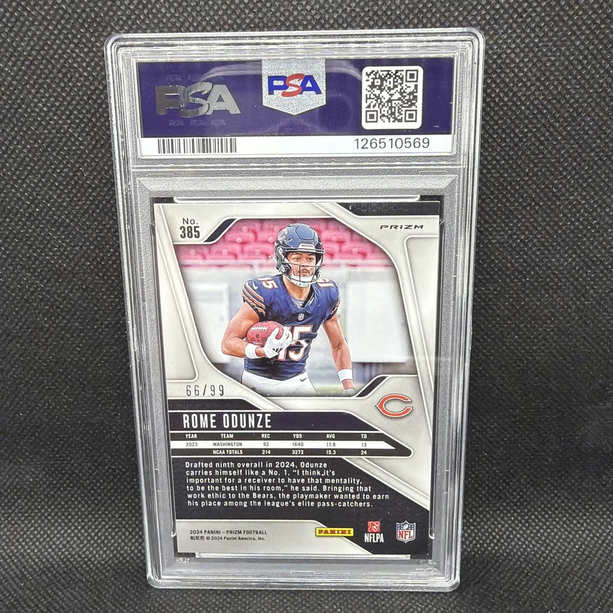 2024 Panini Prizm Rome Odunze #385 Purple Wave /99 Chicago Bears