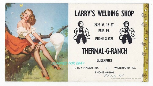 Erie PA Elvgren Pinup Blotter Larry's Welding Shop Thermal-G-Ranch Gliderport