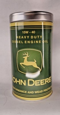John Deere Oil Can Coin Bank 1 Qt 15W40 Heavy Duty Diesel Tin Collectible