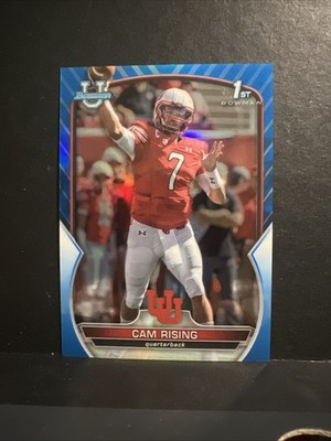 2022 Bowman University Chrome #76 Cam Rising Blue Refractor #/199