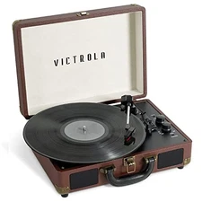 Victrola Bluetooth Suitcase Record Player 3 Speed VSC-550BT-DBR-SDF - Dark Brown