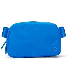 Two Way Zipper Fanny Pack Nylon Everywhere Belt Bag for Women, Capri Blue