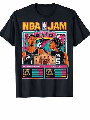 Retro Spurs Basketball Duo Arcade Style T shirt