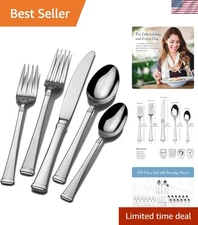 Flatware Set 65-Piece Stainless Steel Silverware for 12 Service Elegant Dinne...