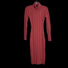 Missguided Rose Sweater Dress - Turtleneck - Cable Knit - Size 2
