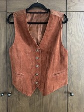 Clock House Women’s Genuine Leather Orange Waistcoat Size 12
