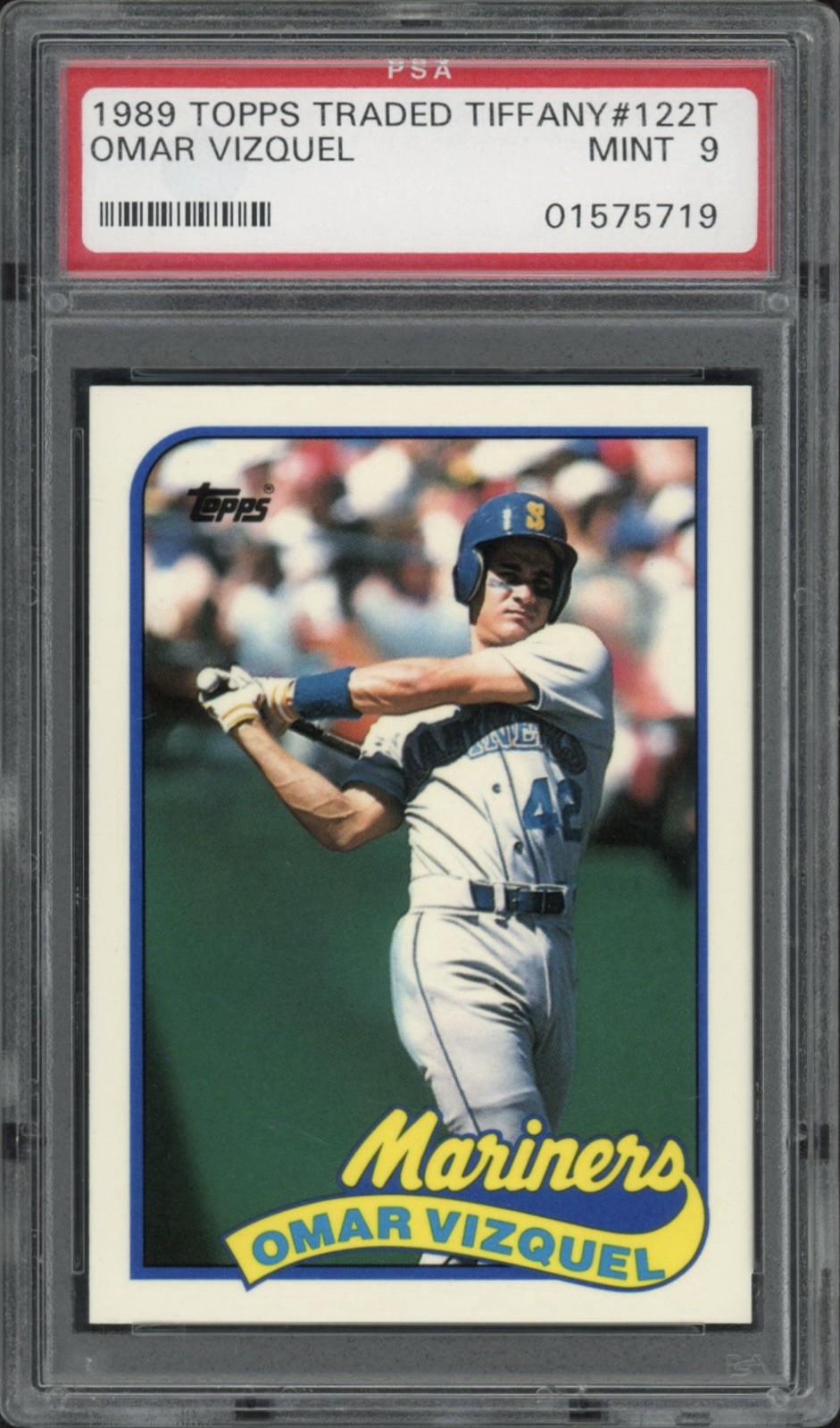 1989 Topps Traded Tiffany Omar Vizquel Rookie RC #122T PSA 9 Mint Mariners
