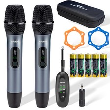 Wireless Microphone Set for Singing, Speech  Karaoke, 2.4GHz Dual-Mic Receiv...