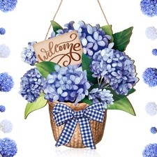 Spring Door Sign Hydrangea Flowers Spring Wreaths Decor Sign Summer Welcome