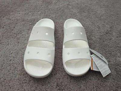 Crocs Slides Mens 12 White Classic Sandal V2 Two Strap Croslite NWT