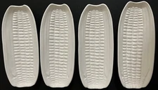 Stoneware White Boiled Corn Holder's Lot Of 4 cookware corn on the cob!