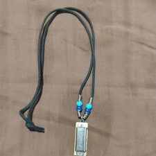Hohner Mini Harmonica Necklace Dark Blue and Light Blue Beads