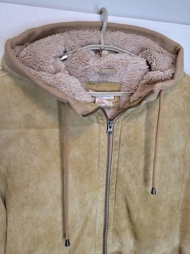 Carbon2Cobalt Spyglass Suede Hoodie Jacket L Wheat Brown Sherpa Lined image 3