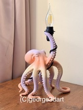 Octopus Table Lamp in Unique Cotton Candy Rainbow