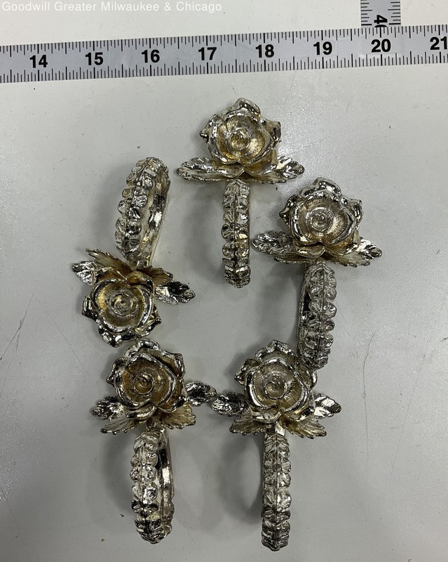 Set of 5 Metal Rose Napkin Holders Dining Room Decor