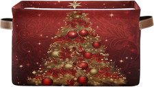 Merry Christmas Snowman Red Star Foldable Storage Box Storage Basket Organizer B
