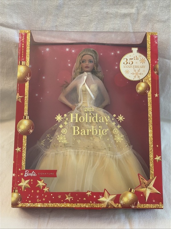 2023 35th Anniversary Holiday Barbie -Dark Golden Blonde/Light Brown- NEW In Box